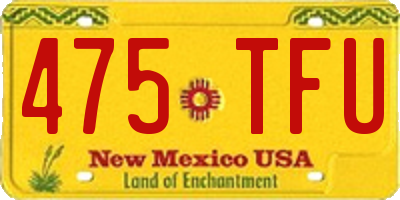 NM license plate 475TFU