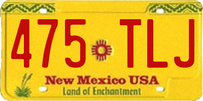 NM license plate 475TLJ