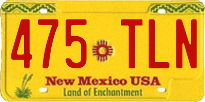 NM license plate 475TLN