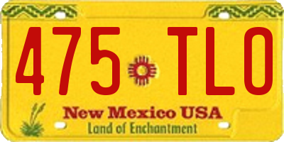 NM license plate 475TLO