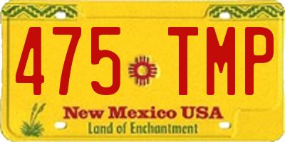 NM license plate 475TMP