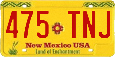 NM license plate 475TNJ