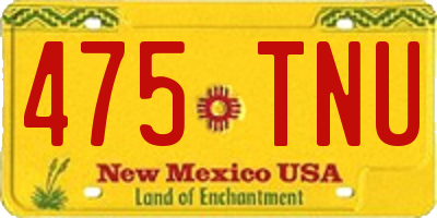 NM license plate 475TNU