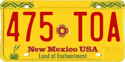 NM license plate 475TOA