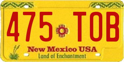 NM license plate 475TOB