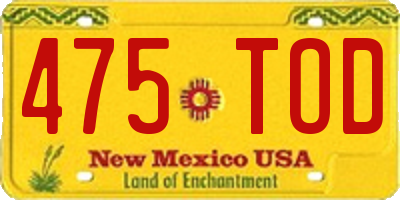NM license plate 475TOD