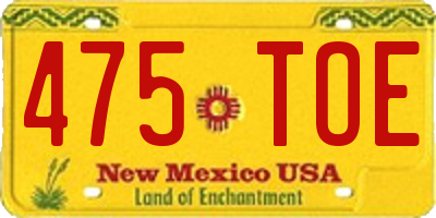 NM license plate 475TOE