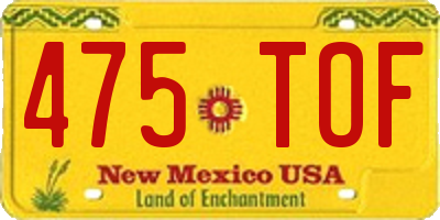 NM license plate 475TOF