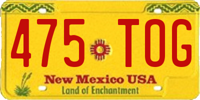 NM license plate 475TOG
