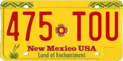 NM license plate 475TOU