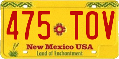 NM license plate 475TOV