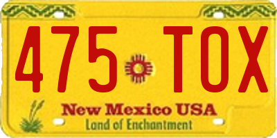 NM license plate 475TOX