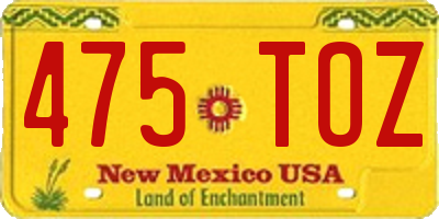 NM license plate 475TOZ