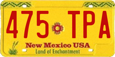 NM license plate 475TPA