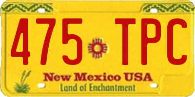 NM license plate 475TPC