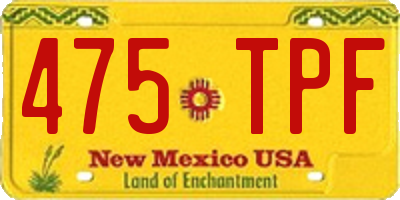 NM license plate 475TPF
