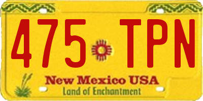NM license plate 475TPN