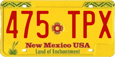 NM license plate 475TPX