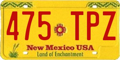 NM license plate 475TPZ