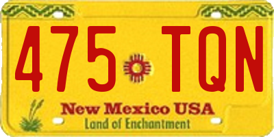NM license plate 475TQN