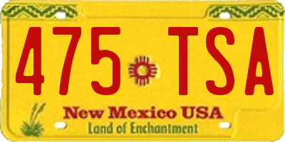 NM license plate 475TSA