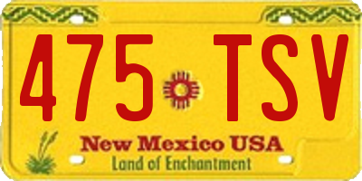 NM license plate 475TSV