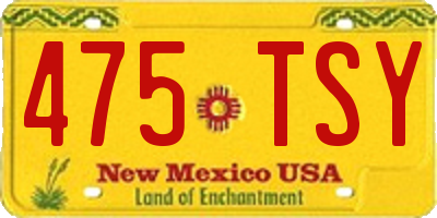 NM license plate 475TSY