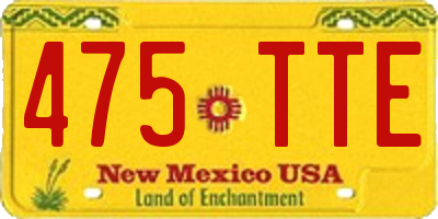 NM license plate 475TTE