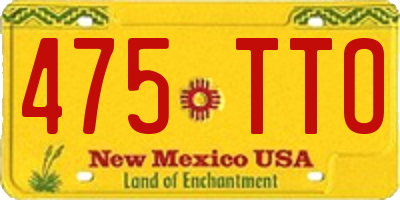 NM license plate 475TTO