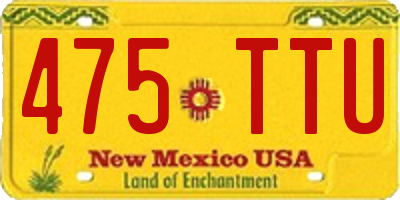 NM license plate 475TTU