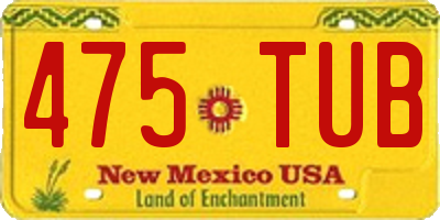 NM license plate 475TUB