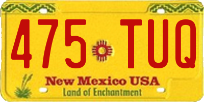 NM license plate 475TUQ