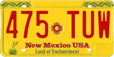 NM license plate 475TUW
