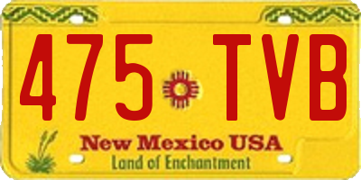 NM license plate 475TVB