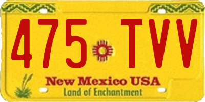NM license plate 475TVV