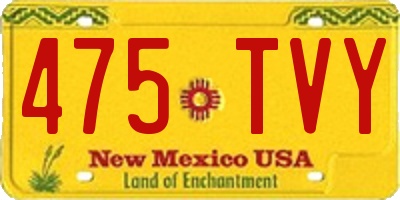 NM license plate 475TVY