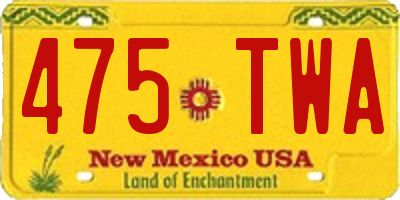 NM license plate 475TWA