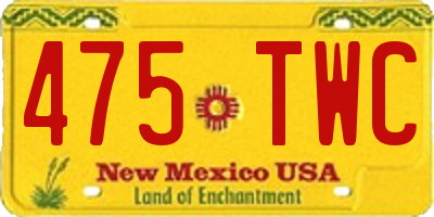 NM license plate 475TWC