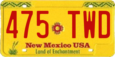 NM license plate 475TWD