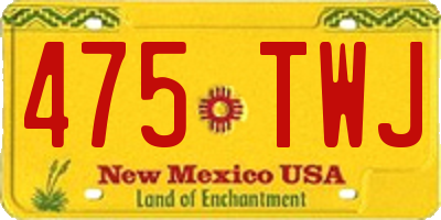NM license plate 475TWJ