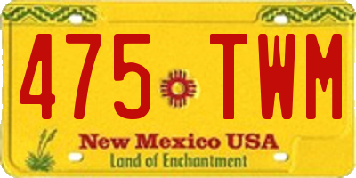 NM license plate 475TWM