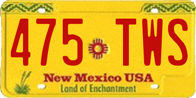 NM license plate 475TWS