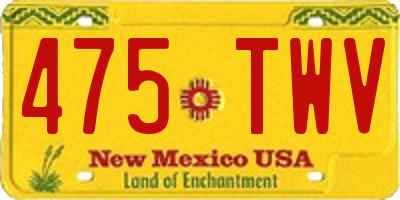 NM license plate 475TWV