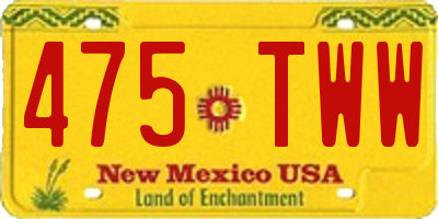 NM license plate 475TWW