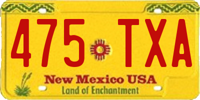 NM license plate 475TXA