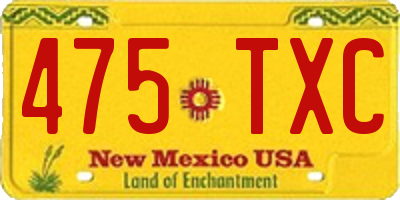 NM license plate 475TXC