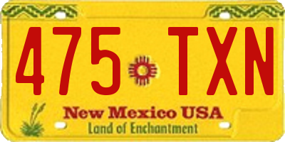 NM license plate 475TXN