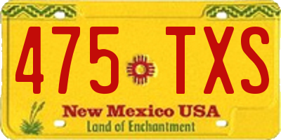 NM license plate 475TXS