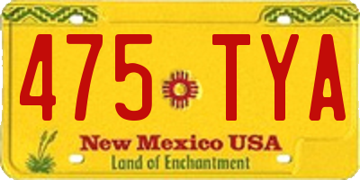 NM license plate 475TYA