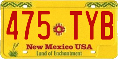 NM license plate 475TYB